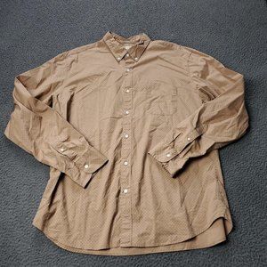 J. Crew Slim Stretch Button Shirt Long Sleeve Tan Brown Mens Size XL